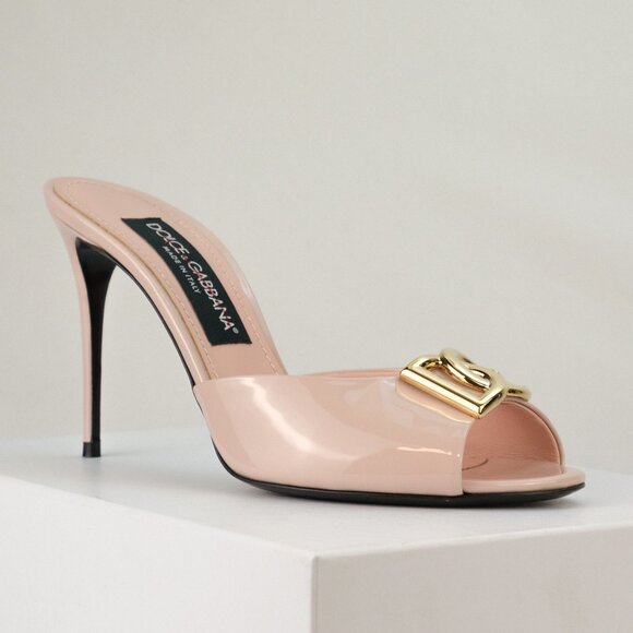 Dolce & Gabbana 85mm Vernice Patent Leather Stiletto Mules, Light Pink, EU 39 - Picture 1 of 13